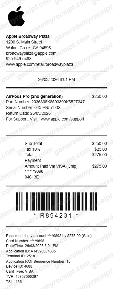Apple Store Receipt receipt template preview